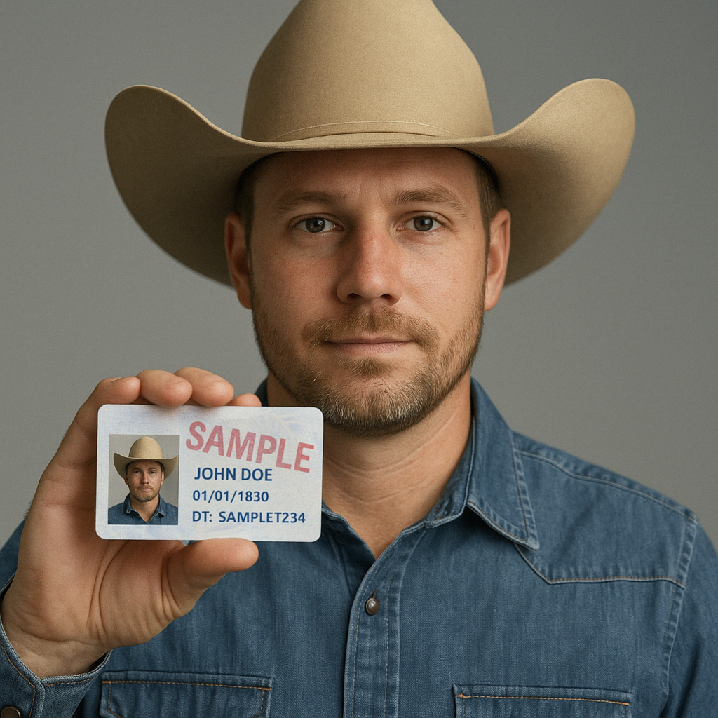 Example selfie holding ID for verification